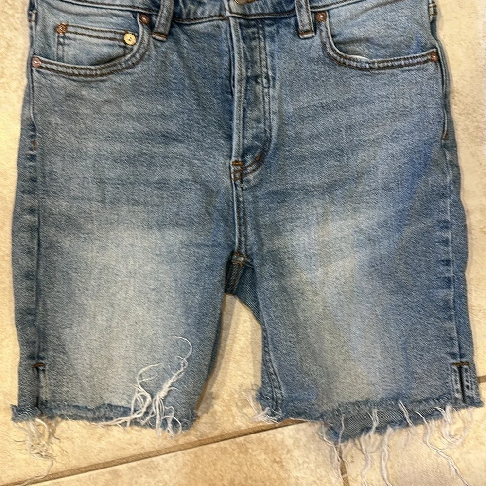 Free People Avery Denim Longer Length Bermuda Shorts 27